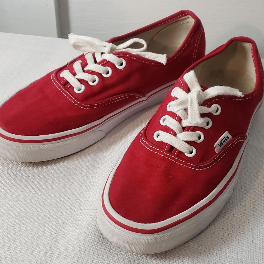 Red lace up Vans